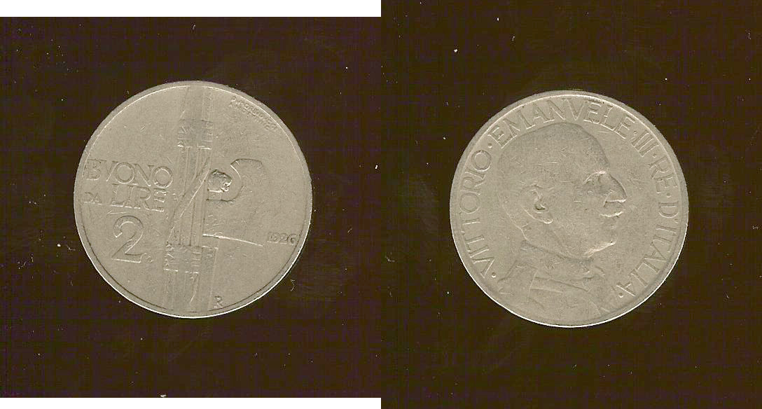 Italy 2 lira 1926 aVF